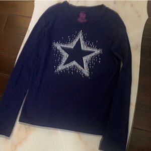 I am selling a shiny silver and blue long sleeve!!